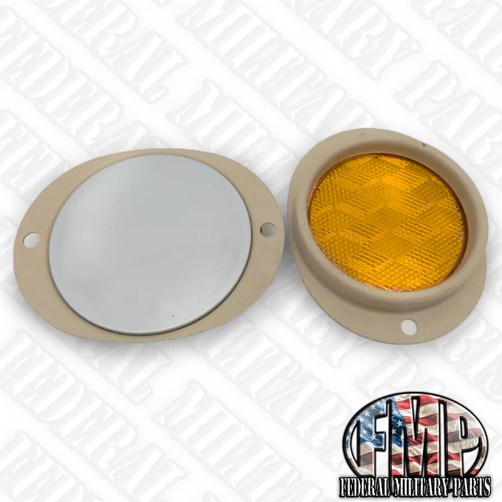 Military Vehicle Reflector - Pair - Body Color Choice- Amber or Red Lens