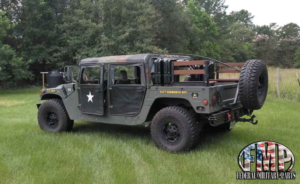 Swing away military Humvee tire carrier mounts on rear bumper – Federal ...