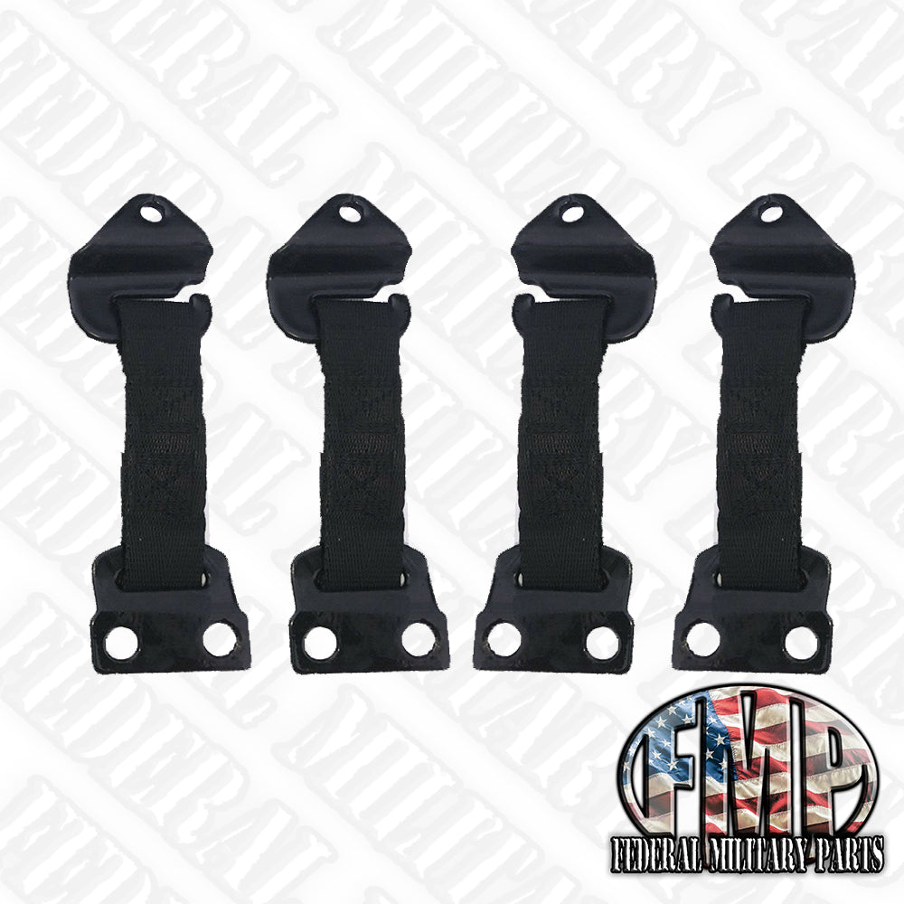 Limiter Straps - Set Of 4 - Black - (For A 4-door Vehicle) 2 Front - 2 Rear, fits Military Trucks Humvee X-Doors