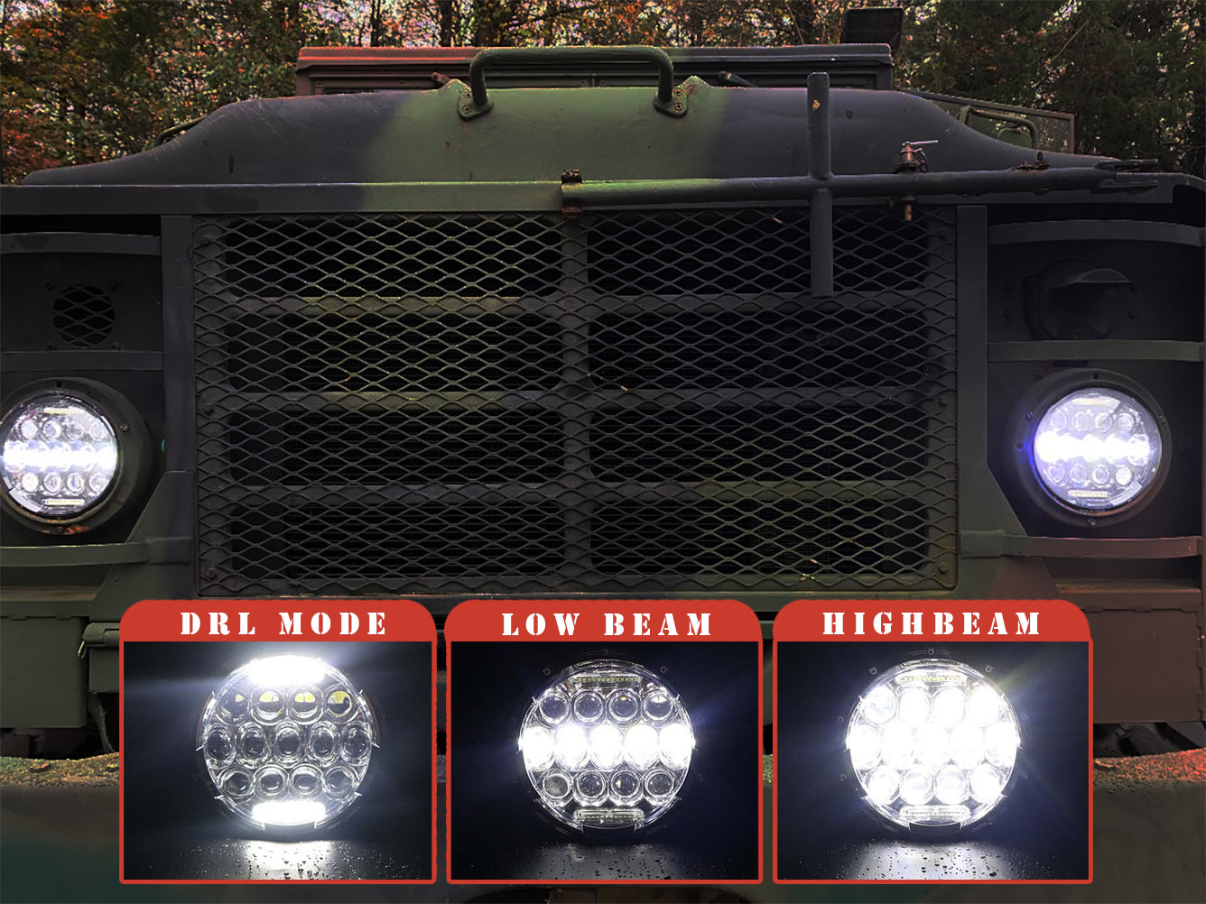 Command Sign Headlight L.E.D. Military Headlights with Black Bezel | Federal Military Parts ...