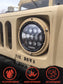 L.E.D. Military Headlights with Black Bezel - Headlight Plug & Play - One Pair