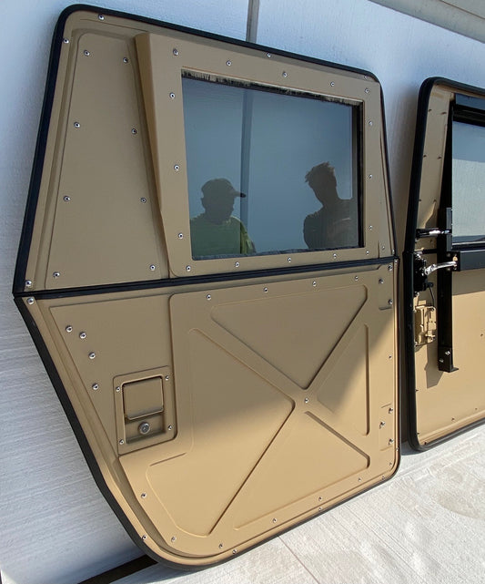 Set of 4 Military Split Doors with X Pattern, Convertible from Full Doors to Half Doors fit Humvee
