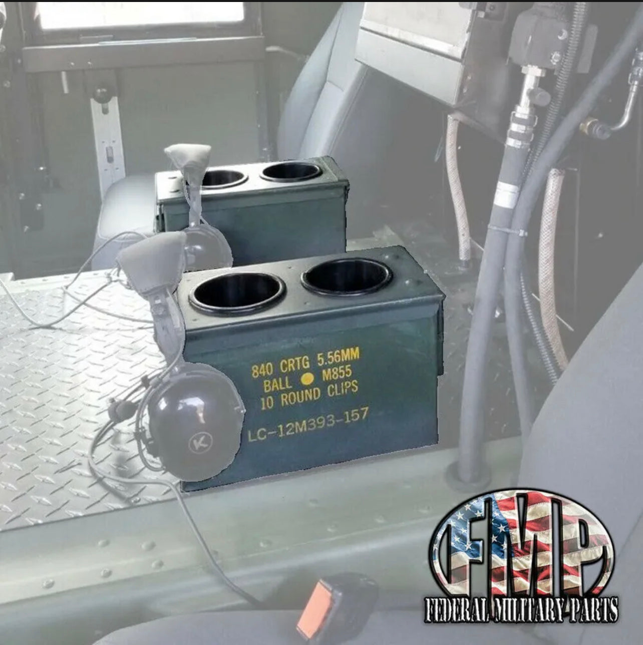Military center console (A1) cupholder - cups only - Great For M998 Humvee - no rocker switches