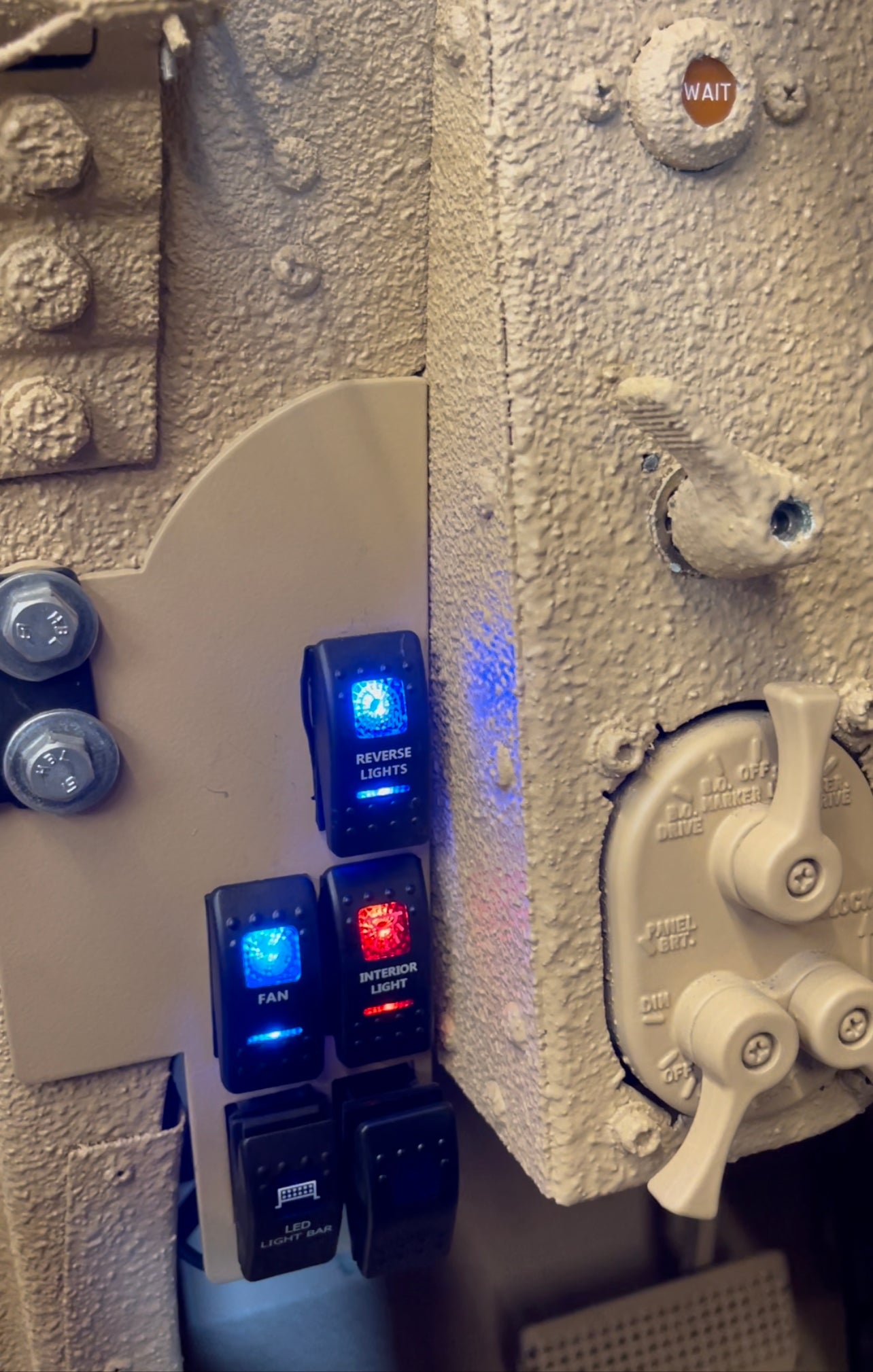 Lighted Rocker Switch Panel - 5 Gang - Specify With or Without Switches., image size:1284x2019