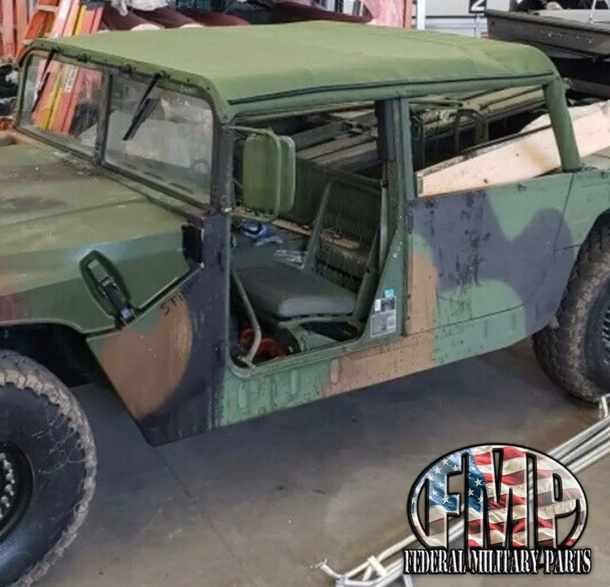 Removable Canvas Soft Top for Military Humvee 4-door in Black, Tan or Green