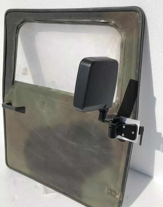 Pair of Mirrors + Adapter Plates for Soft Canvas Doors, fits Humvee Military M998- No Drill Install