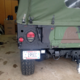 Rear License Plate Holder Bracket Frame - PJ - No Drilling To Install - fits Humvee M998 HMMWV - Not Prewired