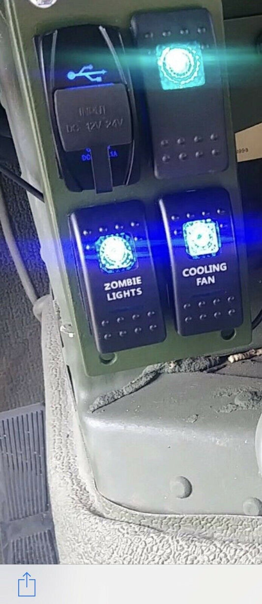Humvee 4-Gang Rocker Switch Panel med strömbrytare eller utan - Lights Fläktar Vinsch Etc.