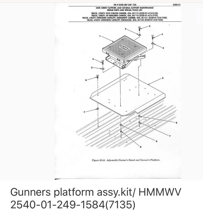 Hmmwv Gunnery Platform NEW NIB Humvee Hummer NSN 2540-01-249-1584