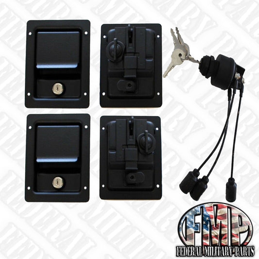 Dual Locking Humvee Security Kit Locking Door Handles And Keyed Ignition Switch -  Color Choice