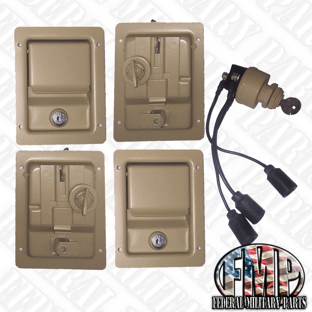 Dual Locking Security Kit, Locking Door Handles And Keyed Ignition Switch -  Color Choice - fits Humvee