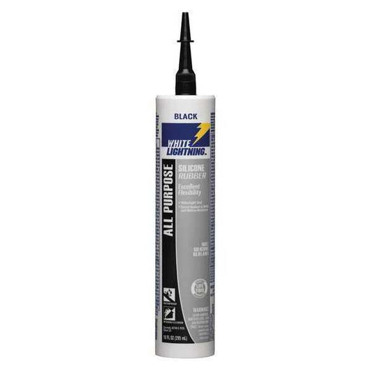 Multipurpose RTV 100% Pure Silicone Sealant Black Caulk, 10 oz, Black, Temp Range -50 to 450 Degrees F